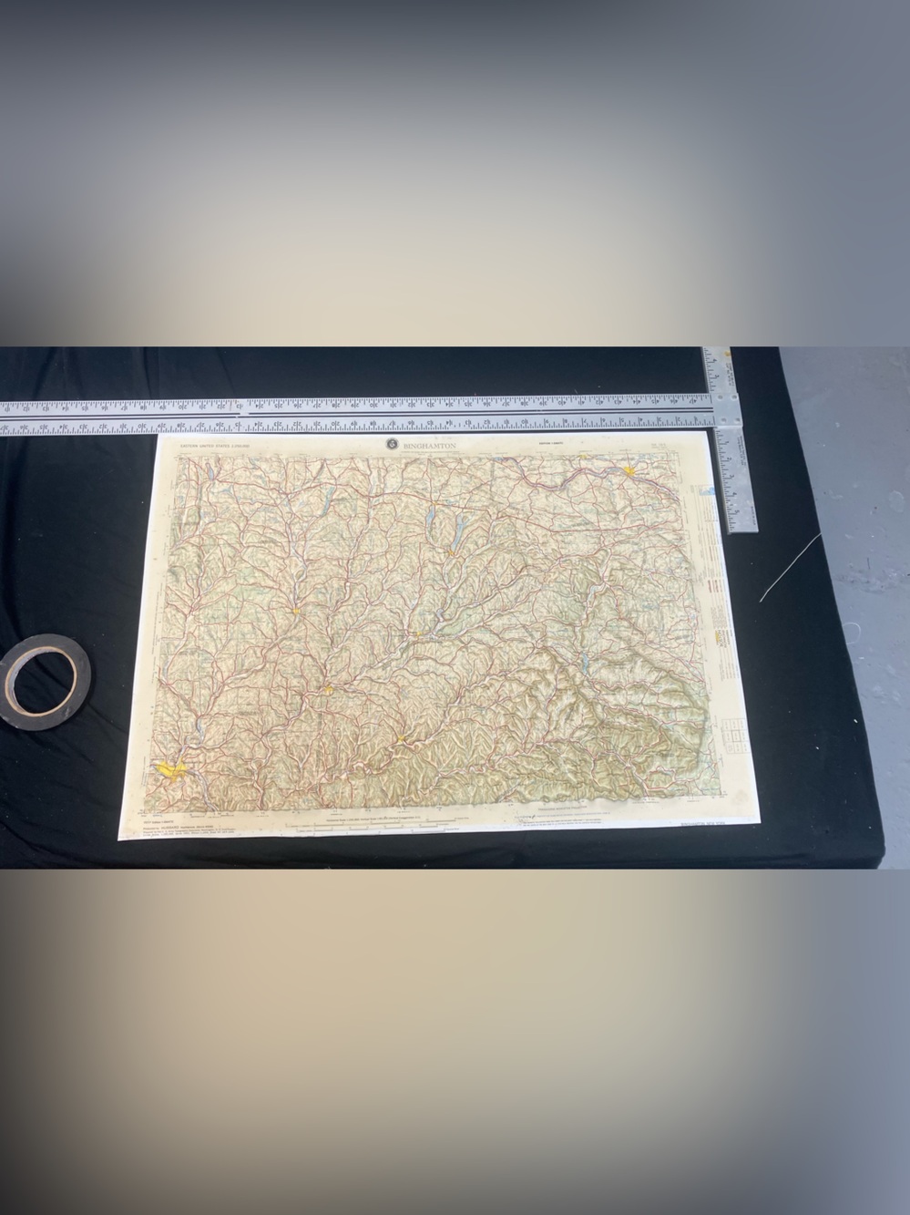 Vintage Topographic Map Print with Binghamton New York 3d plastic